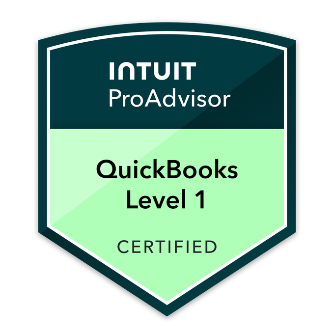 Intuit ProAdvisor QuickBooks Level 1 Certified badge